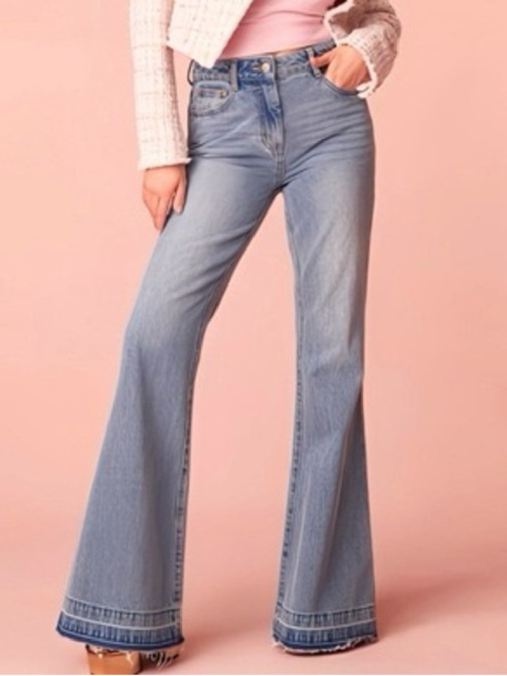 LoveShackFancy Kala Light Blue Flare Jeans Size 27